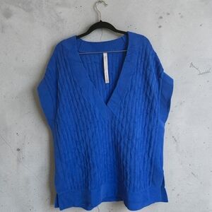 lululemon athletica Royal Blue V-Neck Cable Knit Sweater Vest - Nwot